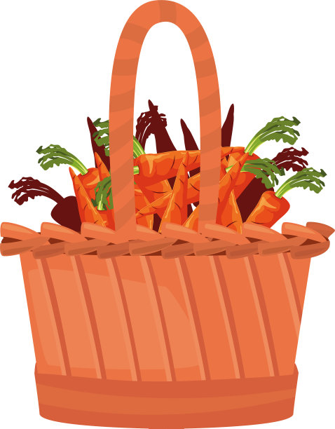 柳条篮子里的新鲜蔬菜胡萝卜图片下载
