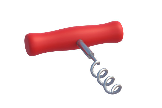 葡萄酒瓶塞开瓶器在白色背景上隔离。三维渲染图片下载