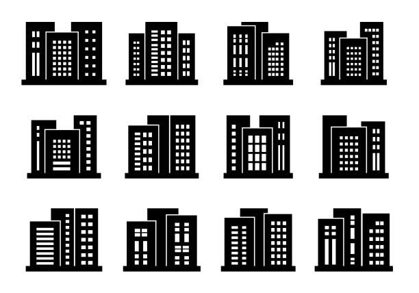图标建筑和公司设置银行和办公室图片下载