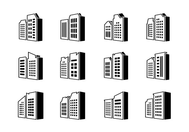 线条透视公司图标集建筑和图片下载