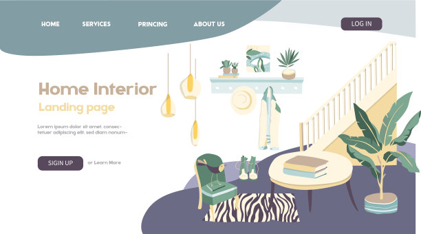 经典室内设计横幅登陆页面图片下载