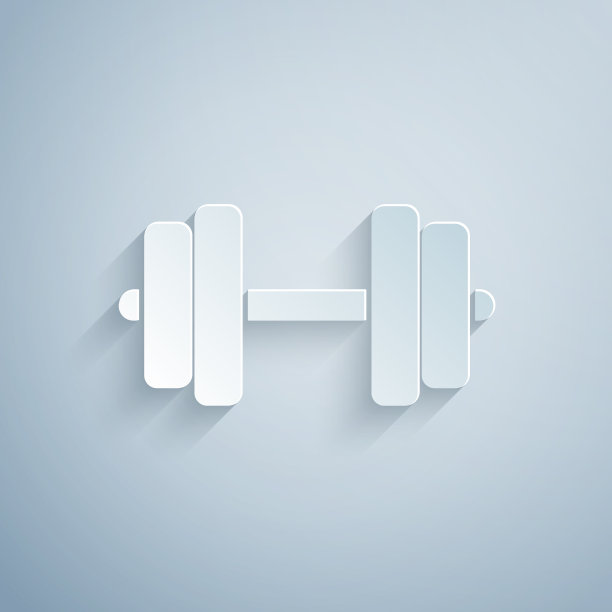 剪纸哑铃图标孤立的灰色图片下载