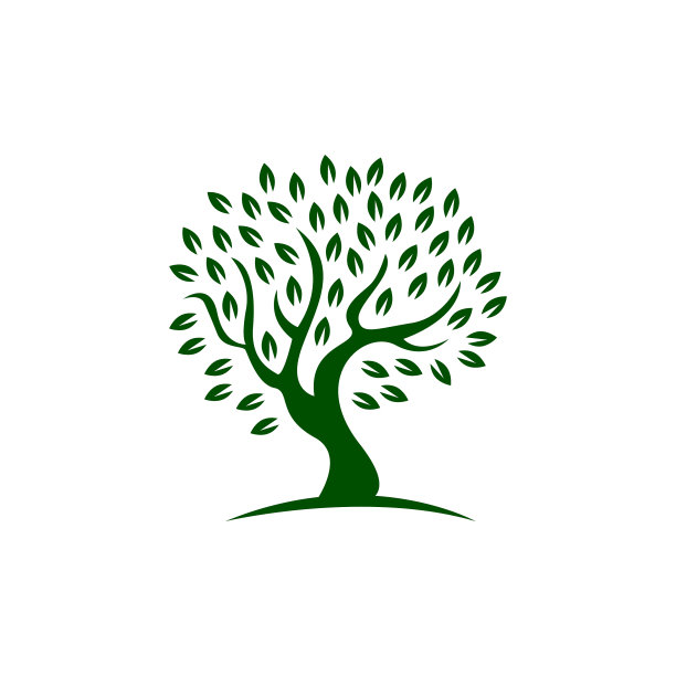 简单的剪影树标志图形图片下载