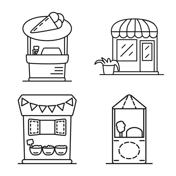 孤立的对象自动贩卖机和公共标志集图片下载