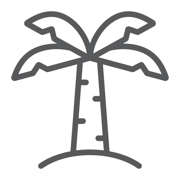 棕榈树线图标自然和热带植物图片下载