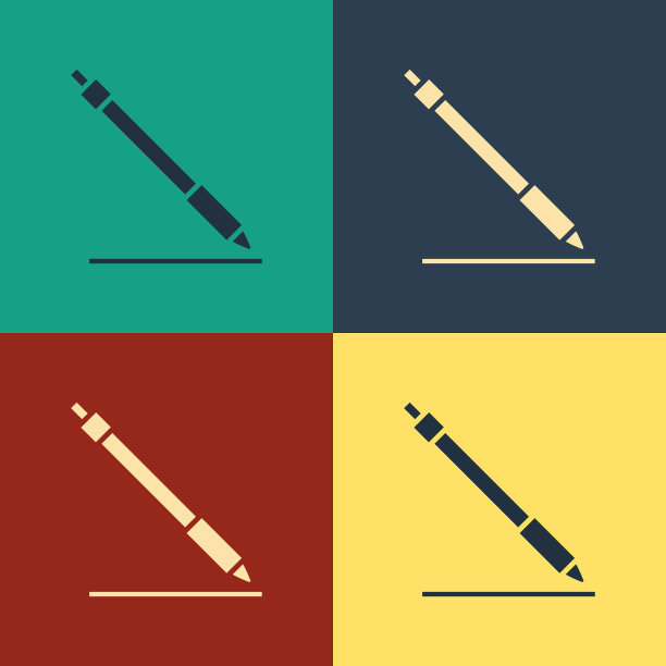 彩色笔线图标孤立的颜色背景图片下载