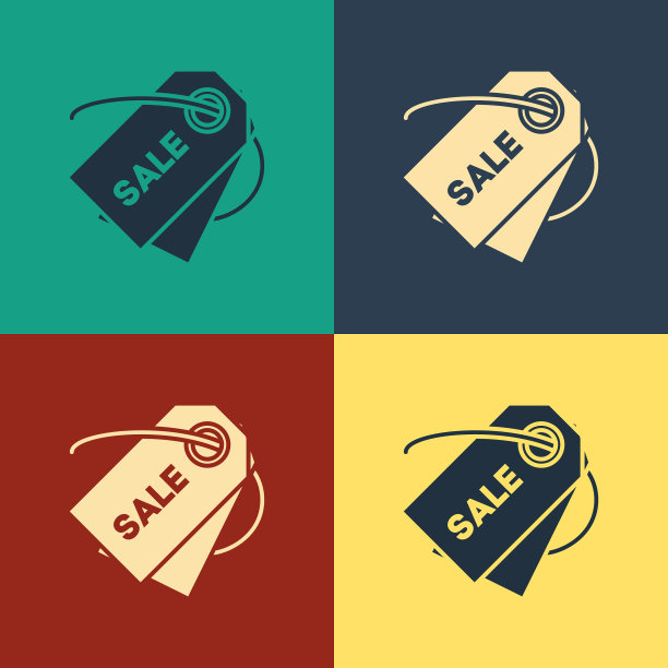 彩色价格标签与铭文销售图标图片下载