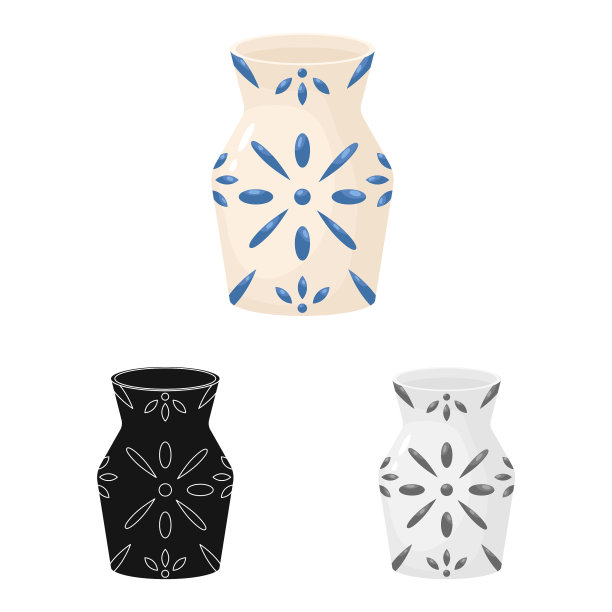 设计花瓶和粘土标志集花瓶图片下载