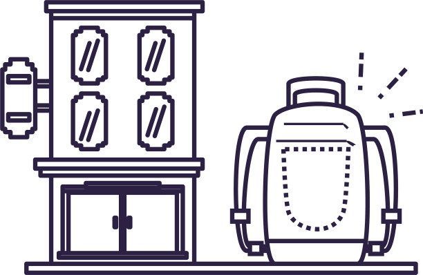 酒店建筑处带旅行袋图片下载