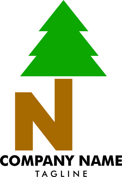 字母p的初始松树标志图标的灵感图片下载