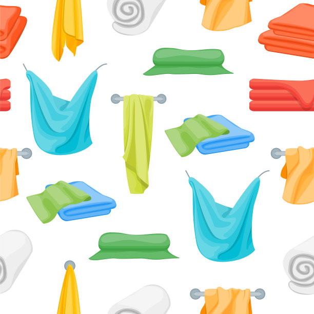 卡通彩色折叠毛巾浴室无缝图片下载