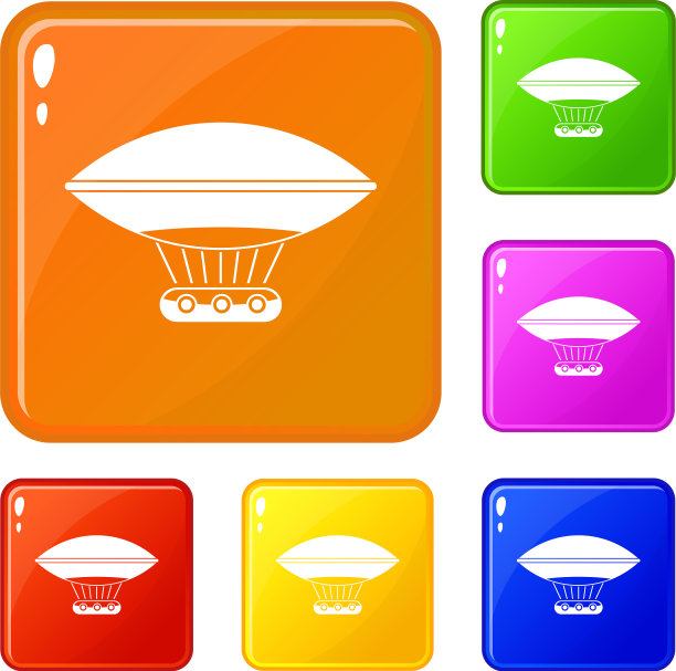 热气球吊篮图标集图片下载