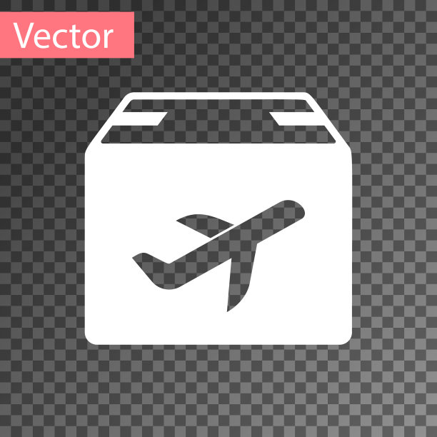 白色的飞机和纸板箱图标分开图片下载