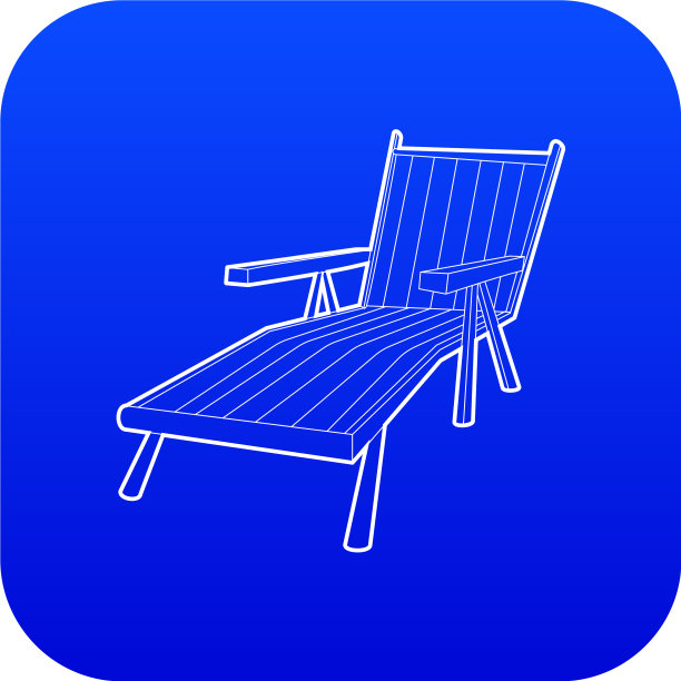 蓝色沙滩躺椅图标图片下载