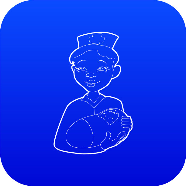 护士与新生儿图标蓝色图片下载