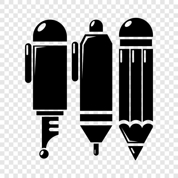 文具图标简单的黑色风格图片下载