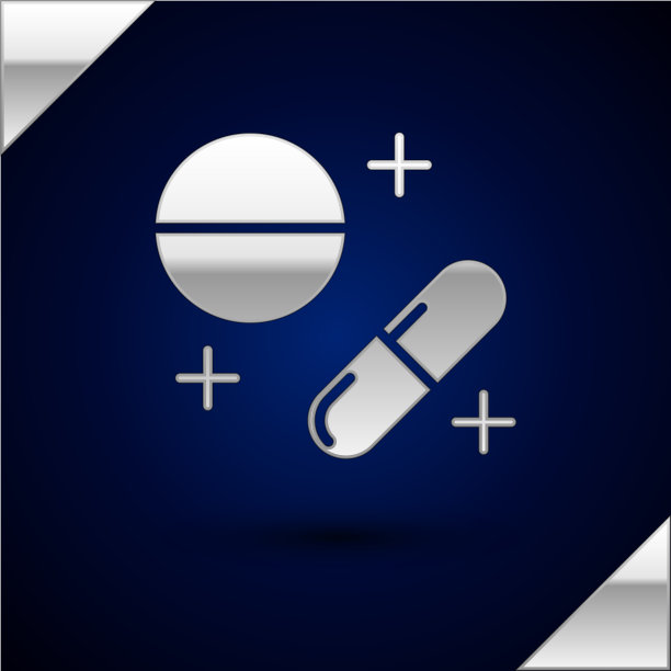 银药药丸或药片图标孤立上图片下载