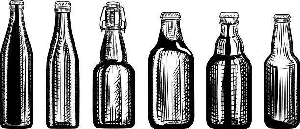 设置啤酒瓶雕刻风格手绘图片下载