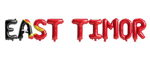 三维插图东帝汶字母气球与旗帜颜色孤立在白色图片下载