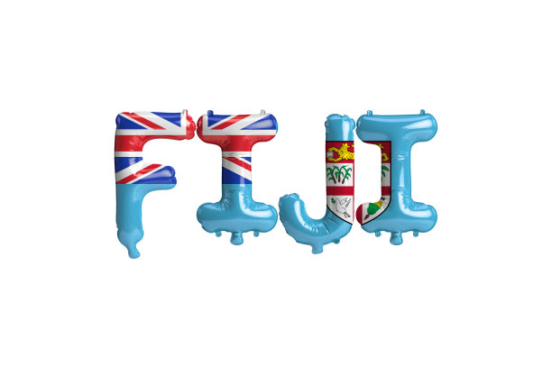 斐济字母气球的3d插图，白色上独立的旗帜颜色图片下载