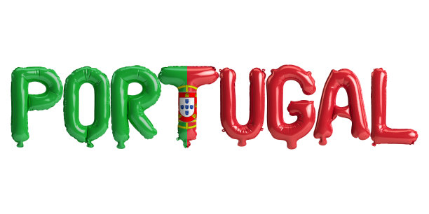 3d插图的葡萄牙字母气球与旗帜颜色孤立在白色图片下载