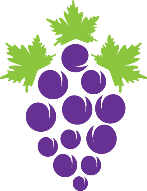 带有叶子图标的葡萄图片下载