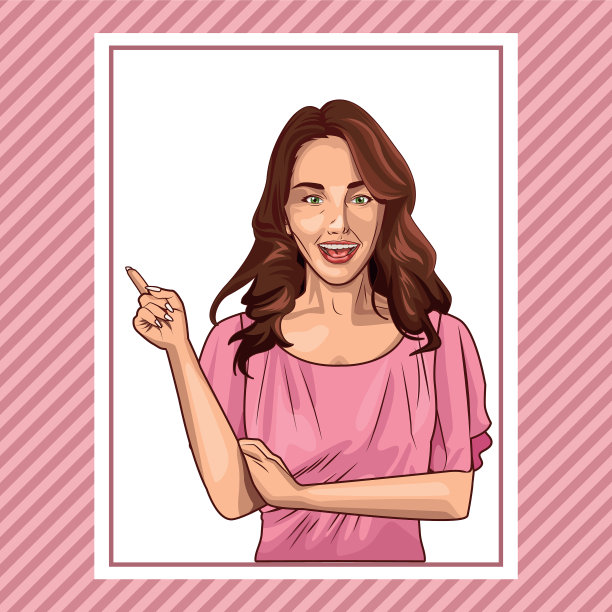 波普艺术美丽的女人微笑卡通图片下载