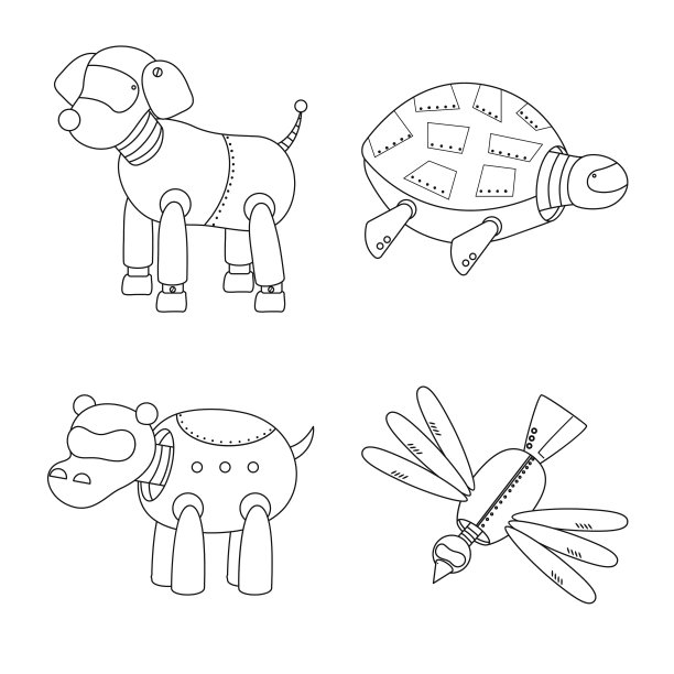 孤立对象玩具和自动化标志集图片下载