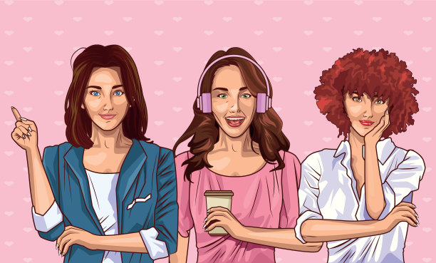 流行艺术时尚和美女卡通图片下载