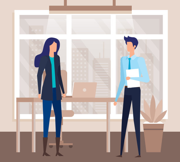 优雅的商务夫妇在办公室工作图片下载