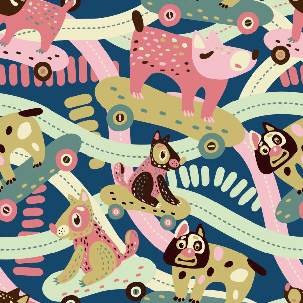 无缝图案与可爱的狗图片下载