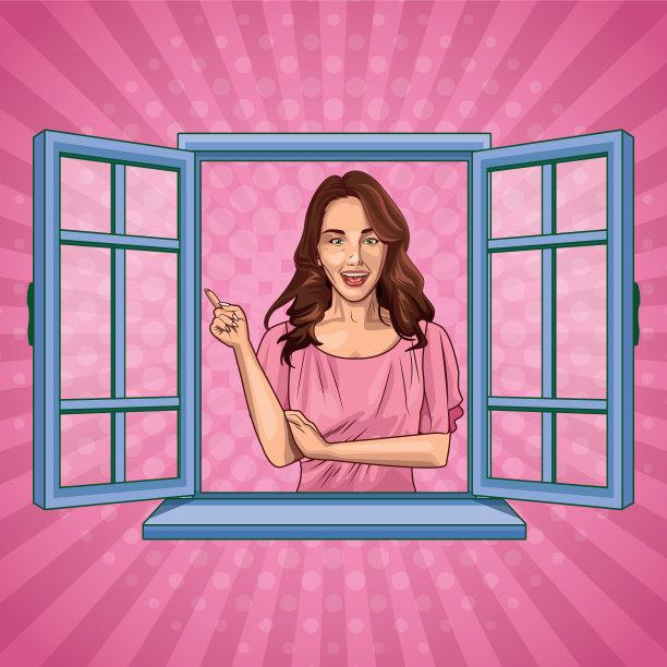 波普艺术美丽的女人微笑卡通图片下载