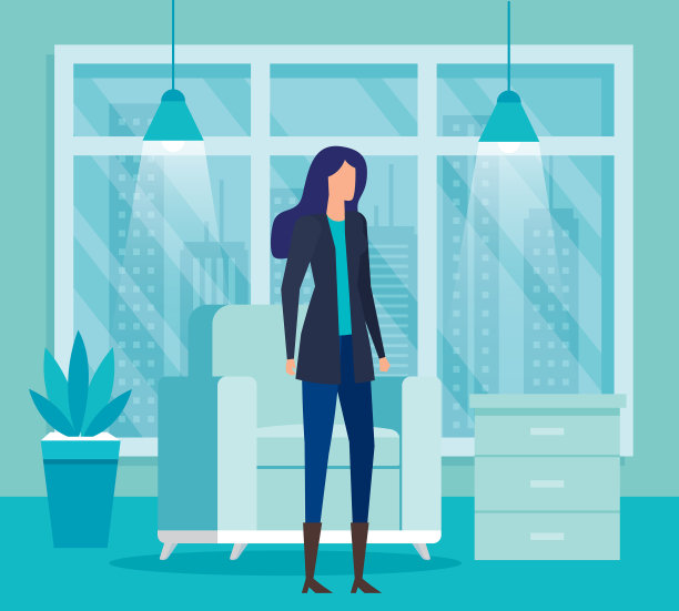 优雅的女商人在客厅工作图片下载