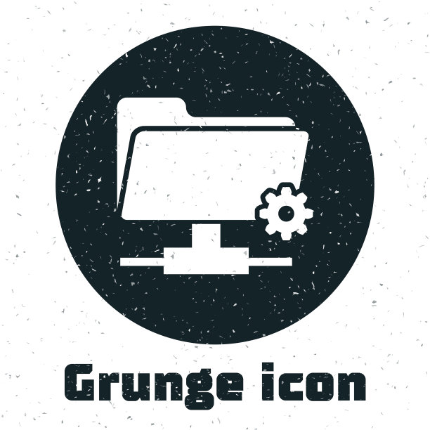 Grunge FTP设置文件夹图标隔离在白色图片下载