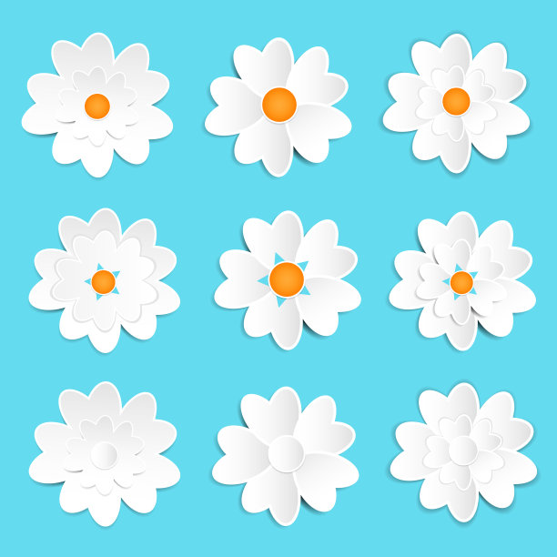 可爱的白色纸花套图片下载