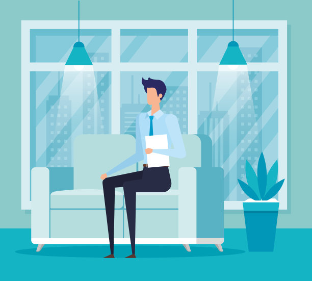 优雅的商人在客厅工作图片下载