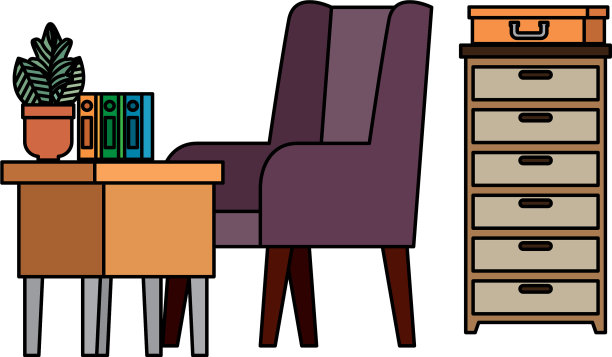 舒适的沙发和木桌构成客厅场景图片下载