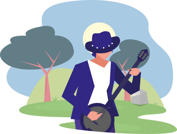 音乐家，弹奏五弦琴的男人图片下载