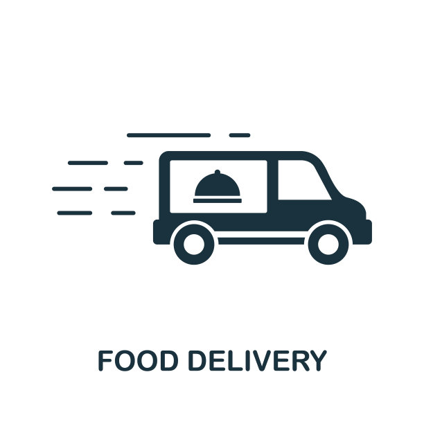 食品外卖图标。来自新常态集合的简单元素。填充单色食品递送图标模板，信息图和横幅图片下载