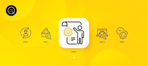 互联网，设置蓝图和时间管理最小线图标。对于web应用程序，打印。向量图片下载