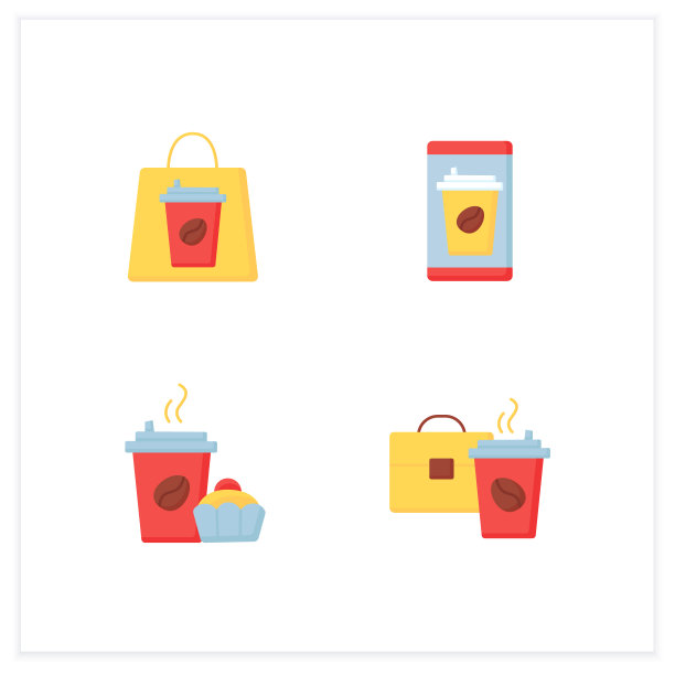 咖啡去平面图标设置图片下载