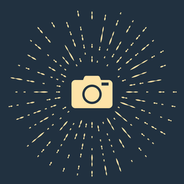 米色照片相机图标孤立在深蓝色图片下载