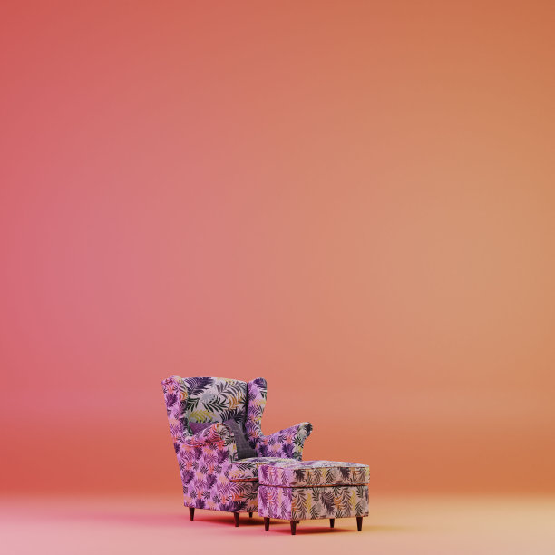 彩色扶手椅上的霓虹橙色背景图片下载