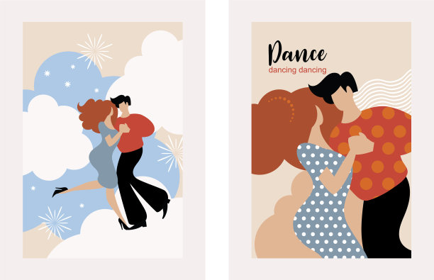 垂直横幅与舞蹈夫妇图片下载