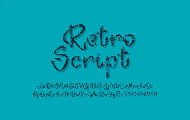 草书纹理字体，复古手写字母，旧书法字体图片下载