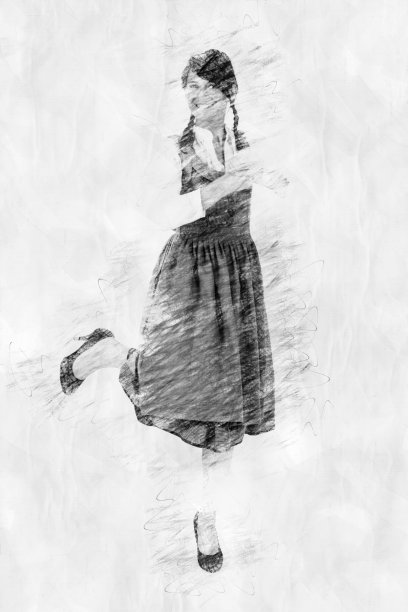 身穿巴伐利亚紧身连衣裙的女子以铅笔画的风格跳舞图片下载