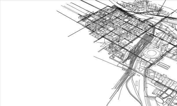 勾勒城市概念线框风格图片下载