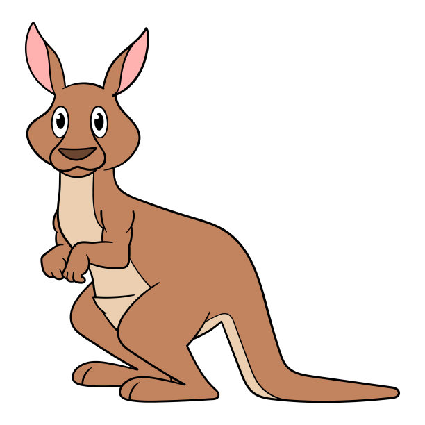 卡通袋鼠矢量插图在白色背景图片下载