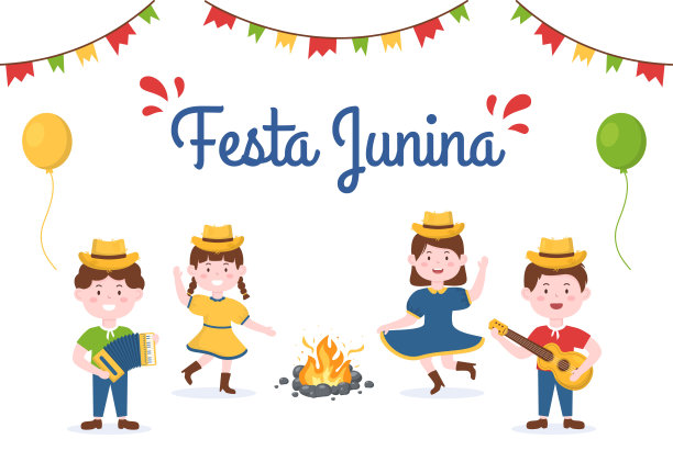 由唱歌、跳桑巴舞和玩传统游戏而变得非常生动的圣何塞庆祝卡通插图来自巴西图片下载