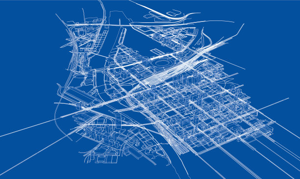 勾勒城市概念线框风格图片下载